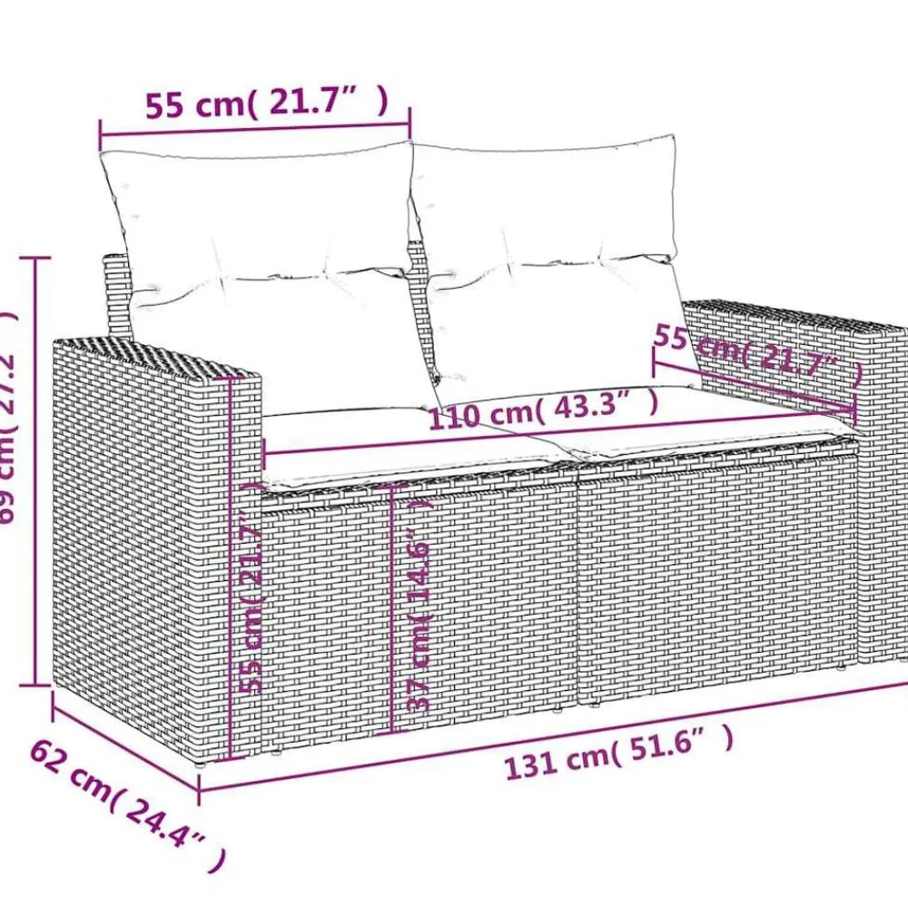 vidaXL Muebles De Jardín-Set de sofás de jardín 10 pzas cojines ratán sintético negro