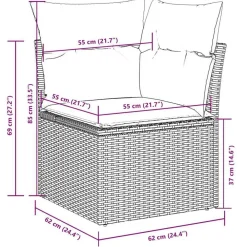 vidaXL Muebles De Jardín-Set de sofás de jardín 10 pzas cojines ratán sintético negro