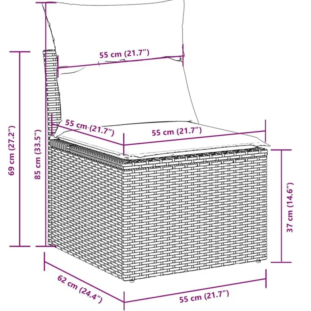 vidaXL Muebles De Jardín-Set de sofás de jardín 10 pzas cojines ratán sintético negro