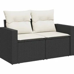 vidaXL Muebles De Jardín-Set de sofás de jardín 10 pzas cojines ratán sintético negro