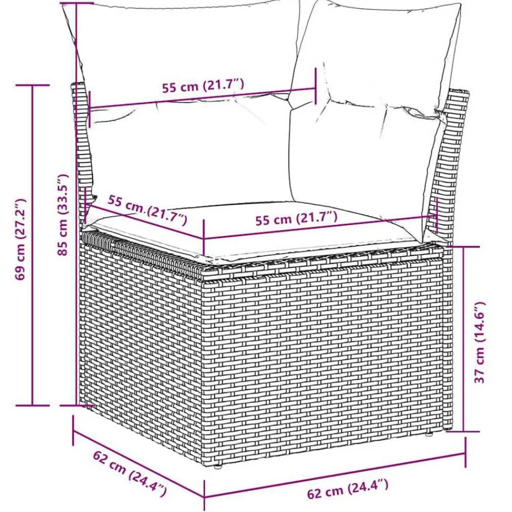 vidaXL Muebles De Jardín-Set de sofás de jardín 8 piezas y cojines ratán sintético negro