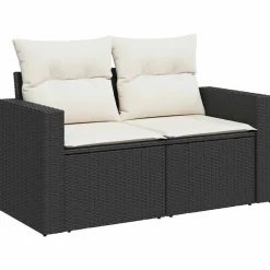 vidaXL Muebles De Jardín-Set de sofás de jardín 8 piezas y cojines ratán sintético negro