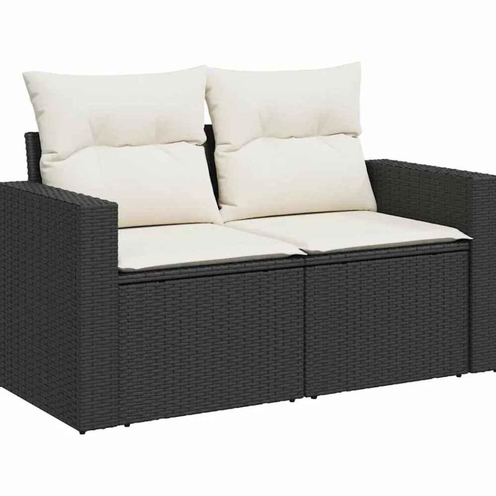 vidaXL Muebles De Jardín-Set de sofás de jardín 8 piezas y cojines ratán sintético negro