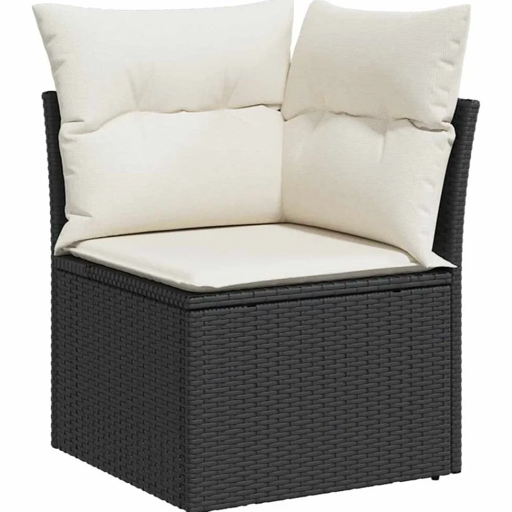 vidaXL Muebles De Jardín-Set de sofás de jardín 8 piezas y cojines ratán sintético negro