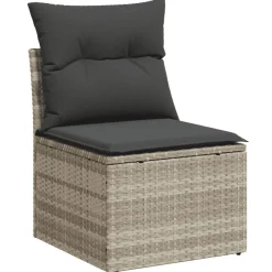 vidaXL Muebles De Jardín-Set de sofás de jardín 4 pzas y cojines ratán sintético gris