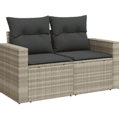 vidaXL Muebles De Jardín-Set de sofás de jardín 4 pzas y cojines ratán sintético gris