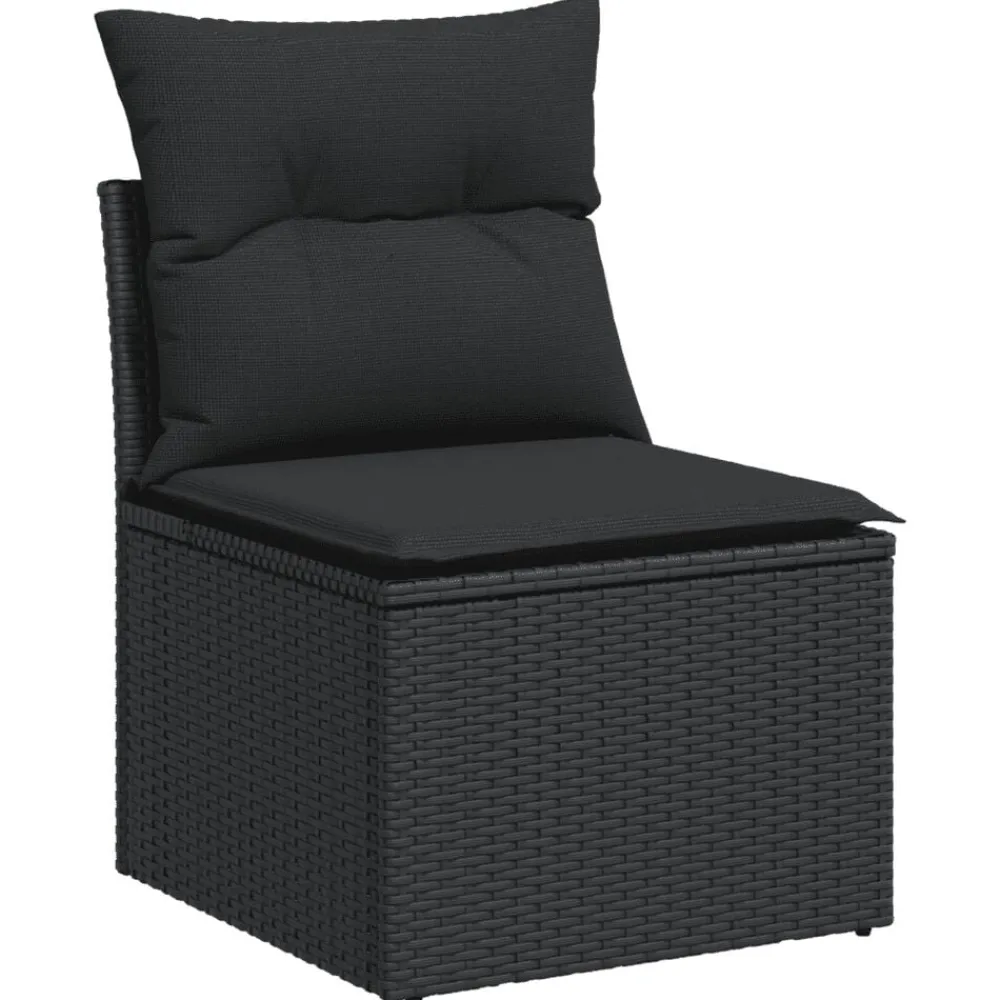 vidaXL Set de sofás de jardín 6 piezas y cojines ratán sintético Negro New