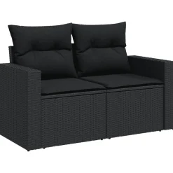 vidaXL Set de sofás de jardín 6 piezas y cojines ratán sintético Negro New