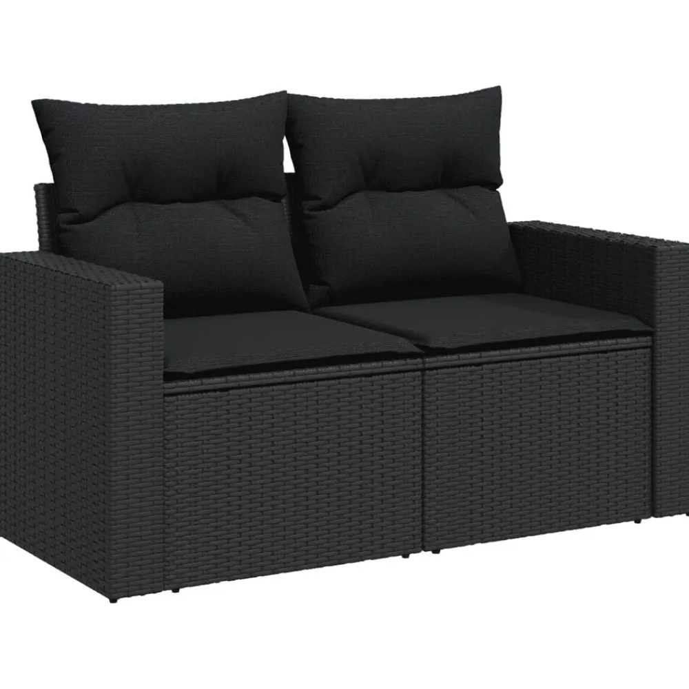 vidaXL Set de sofás de jardín 6 piezas y cojines ratán sintético Negro New