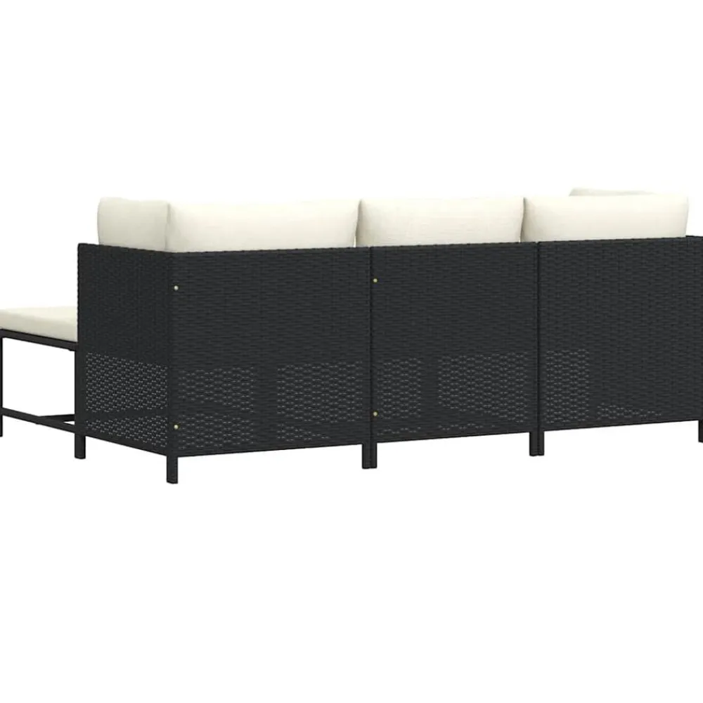 vidaXL Set de sofás de jardín 4 piezas y cojines ratán sintético Negro Best