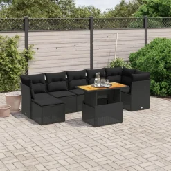 vidaXL Muebles De Jardín-Set de sofás de jardín 8 piezas y cojines ratán sintético