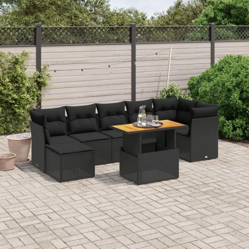 vidaXL Muebles De Jardín-Set de sofás de jardín 8 piezas y cojines ratán sintético