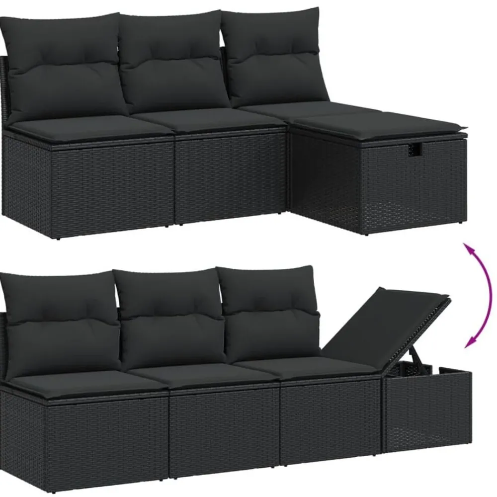 vidaXL Muebles De Jardín-Set de sofás de jardín 8 piezas y cojines ratán sintético