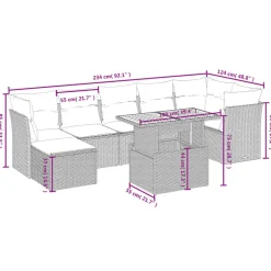 vidaXL Muebles De Jardín-Set de sofás de jardín 8 piezas y cojines ratán sintético