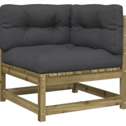 vidaXL Set de sofás jardín 9 pzas con cojines madera pino impregnada Impregnado natural Sale
