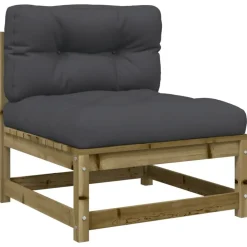 vidaXL Set de sofás jardín 9 pzas con cojines madera pino impregnada Impregnado natural Sale