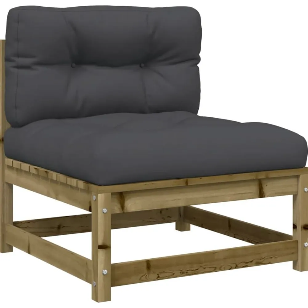 vidaXL Set de sofás jardín 9 pzas con cojines madera pino impregnada Impregnado natural Sale