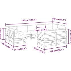vidaXL Set de sofás jardín 9 pzas con cojines madera pino impregnada Impregnado natural Sale