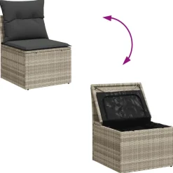 vidaXL Muebles De Jardín-Set de sofás jardín y cojines 5 pzas ratán sintético