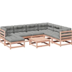 vidaXL Set de sofás jardín 8 pzas con cojines madera de abeto Douglas Douglas natural Online
