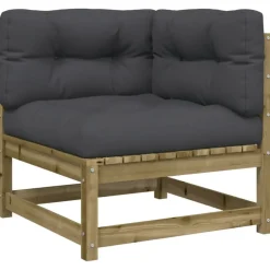 vidaXL Set de sofás jardín 8 pzas con cojines madera pino impregnada Impregnado natural New