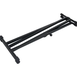vidaXL Set de soporte para teclado con doble refuerzo y taburete negro Discount