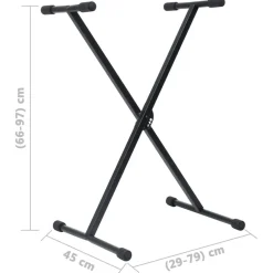 vidaXL Set de soporte para teclado y taburete negro Clearance