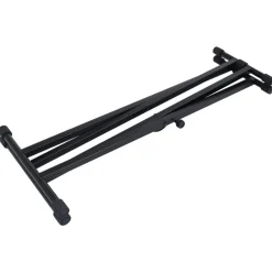 vidaXL Set de soporte para teclado con doble refuerzo y taburete negro Clearance