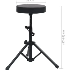 vidaXL Set de soporte para teclado con doble refuerzo y taburete negro Clearance