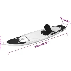 vidaXL Set de tabla de paddle surf hinchable 300x76x10 cm Negro Best