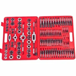 vidaXL Herramientas-Set de terrajas y macho de rosca 111 piezas