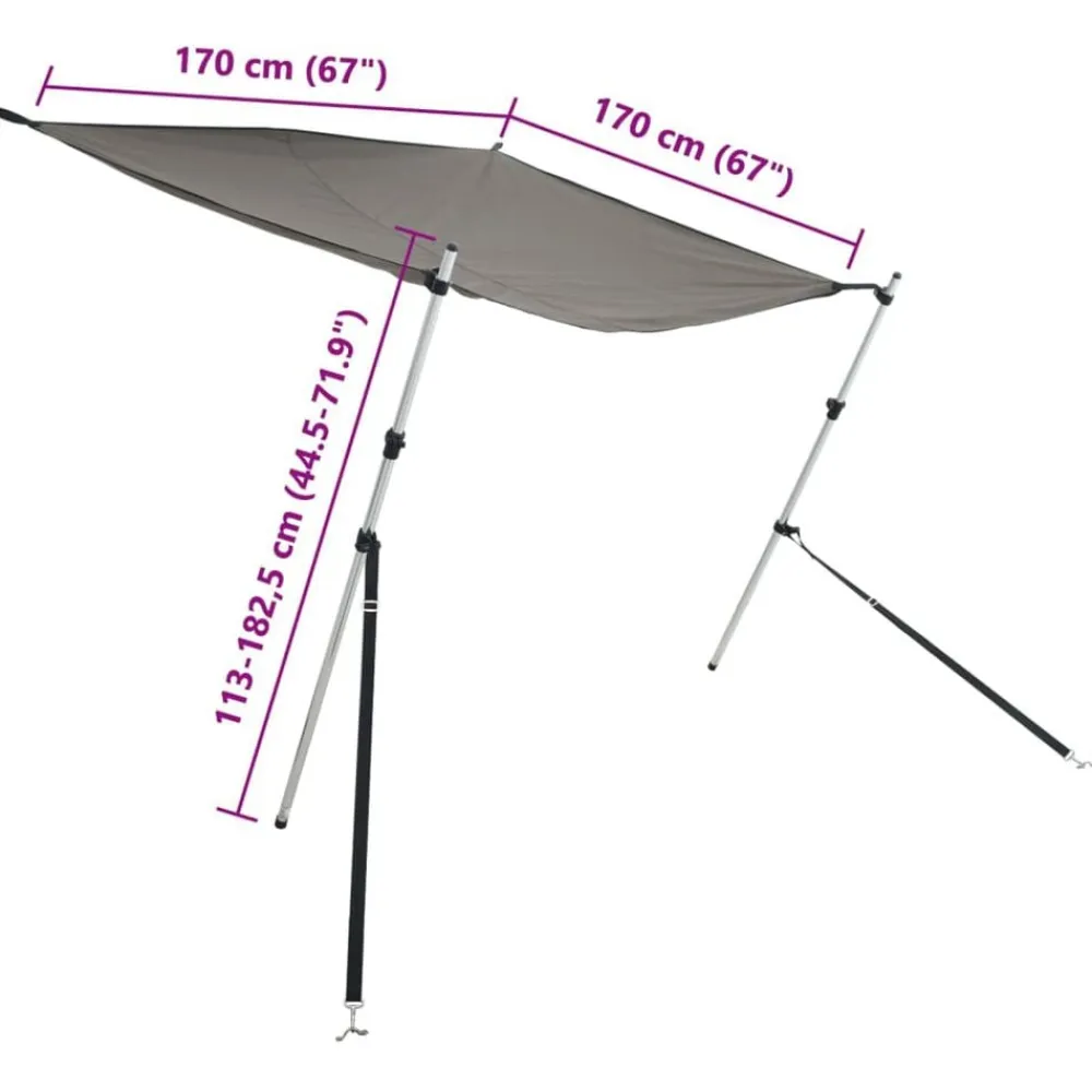vidaXL Piezas Y Accesorios Para Vehículos-Set de toldo T-Top extensión gris 170x170x(113-182,5) cm