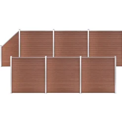 vidaXL Vallas De Jardín-Set de valla 6 cuadradas + 1 oblicua WPC marrón 1138x186 cm