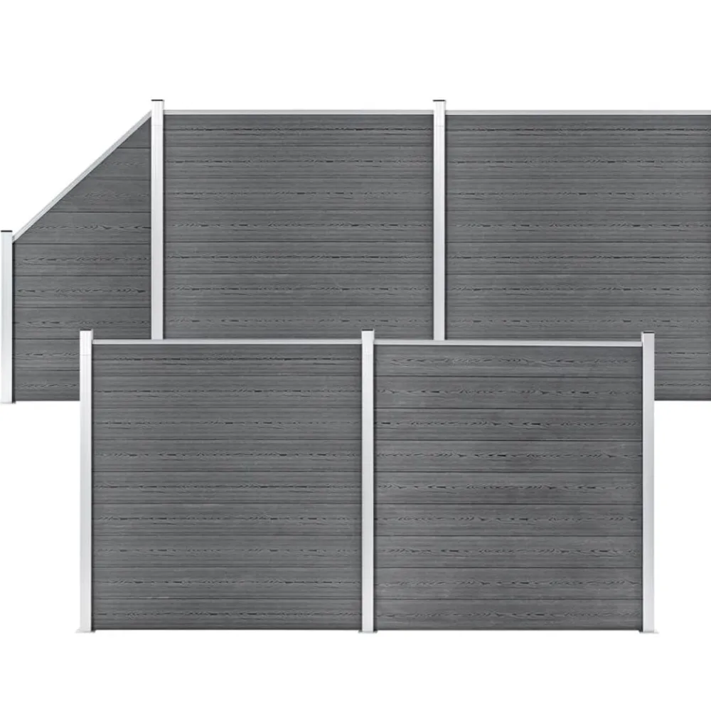 vidaXL Set de valla 4 cuadradas + 1 oblicua WPC 792x186 cm Gris Discount