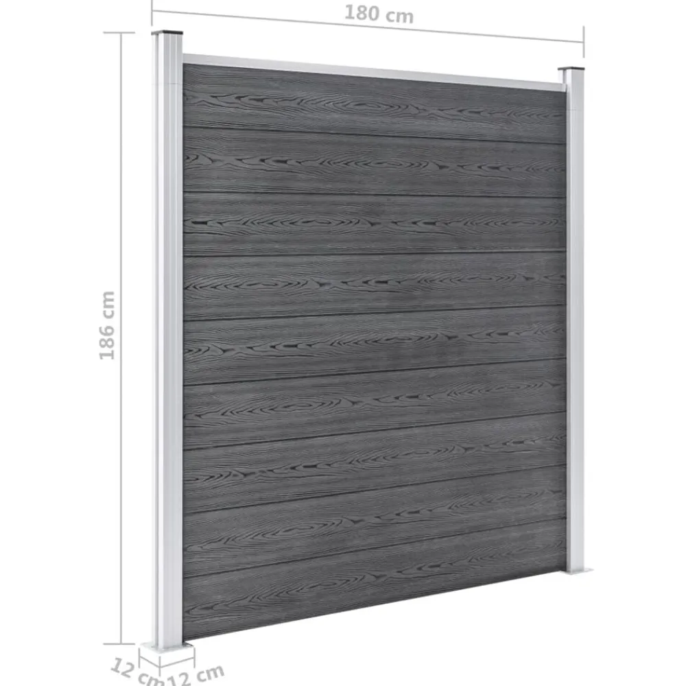 vidaXL Set de valla 4 cuadradas + 1 oblicua WPC 792x186 cm Gris Discount
