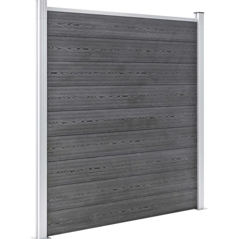 vidaXL Set de valla 4 cuadradas + 1 oblicua WPC 792x186 cm Gris Discount