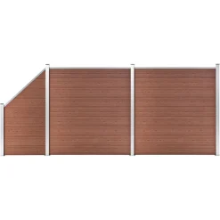 vidaXL Set de valla 2 cuadradas + 1 oblicua WPC marrón 446x186 cm Marr&oacute;n Hot