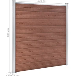 vidaXL Set de valla 2 cuadradas + 1 oblicua WPC marrón 446x186 cm Marr&oacute;n Hot