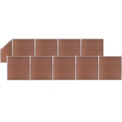 vidaXL Set de valla 9 cuadradas + 1 oblicua WPC marrón 1657x186 cm Marr&oacute;n Outlet