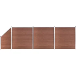 vidaXL Vallas De Jardín-Set de valla 3 cuadradas + 1 oblicua WPC marrón 619x186 cm