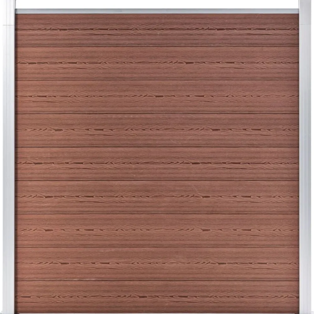 vidaXL Vallas De Jardín-Set de valla 3 cuadradas + 1 oblicua WPC marrón 619x186 cm