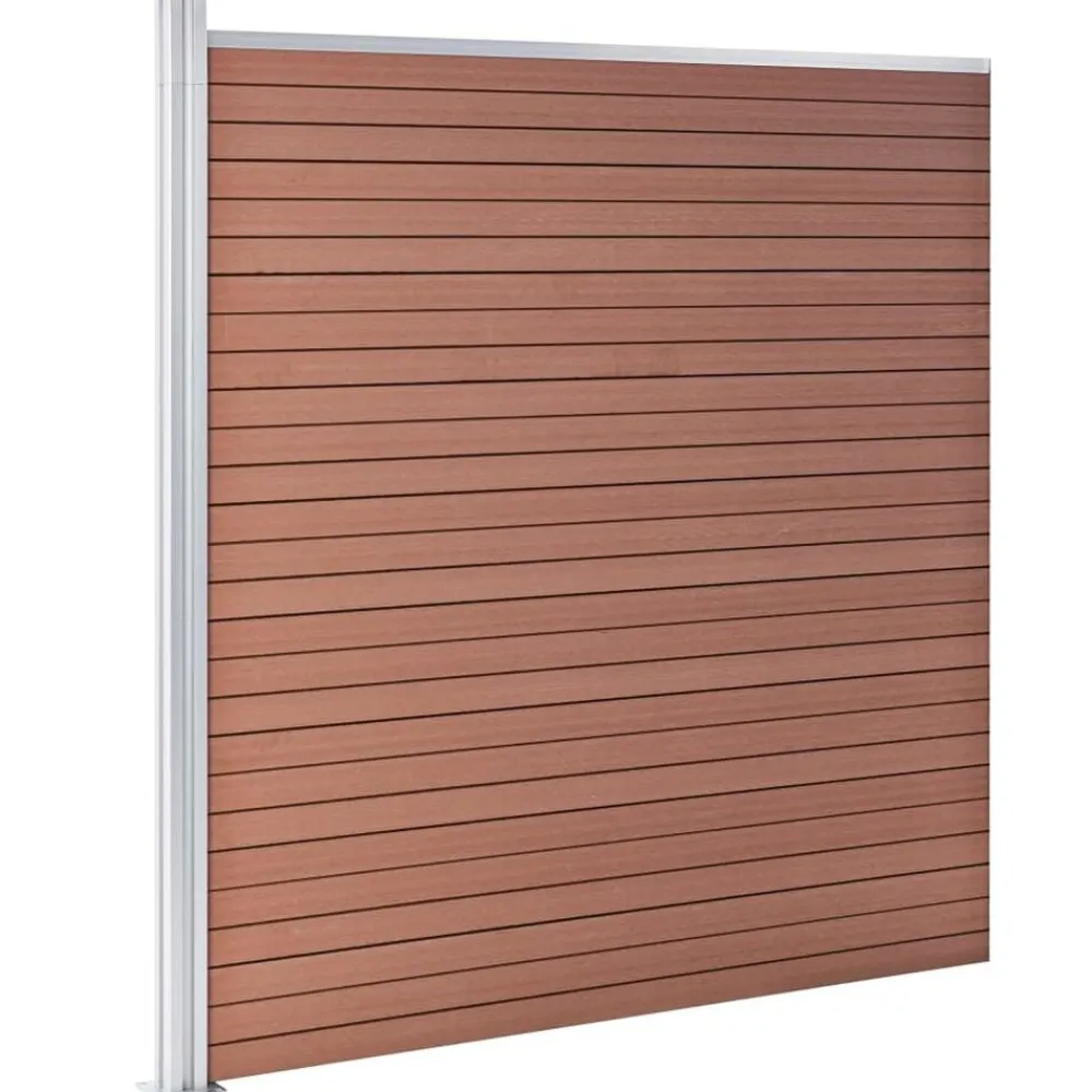 vidaXL Vallas De Jardín-Set de valla 3 cuadradas + 1 oblicua WPC marrón 619x186 cm