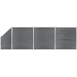 vidaXL Vallas De Jardín-Set de valla 3 cuadradas + 1 oblicua WPC 619x186 cm