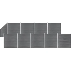 vidaXL Set de valla 9 cuadradas + 1 oblicua WPC 1657x186 cm Gris New