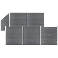 vidaXL Set de valla 5 cuadradas + 1 oblicua WPC 965x186 cm Gris New