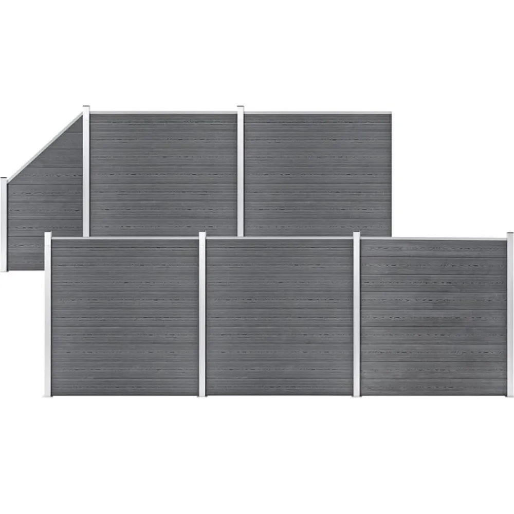 vidaXL Set de valla 5 cuadradas + 1 oblicua WPC 965x186 cm Gris New