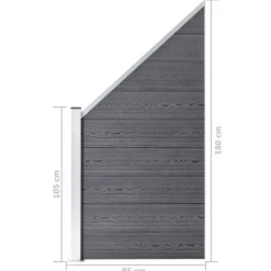 vidaXL Set de valla 5 cuadradas + 1 oblicua WPC 965x186 cm Gris New