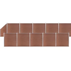 vidaXL Set de valla 10 cuadradas + 1 oblicua WPC marrón 1830x186 cm Marr&oacute;n Clearance