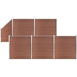 vidaXL Vallas De Jardín-Set de valla 5 cuadradas + 1 oblicua WPC marrón 965x186 cm