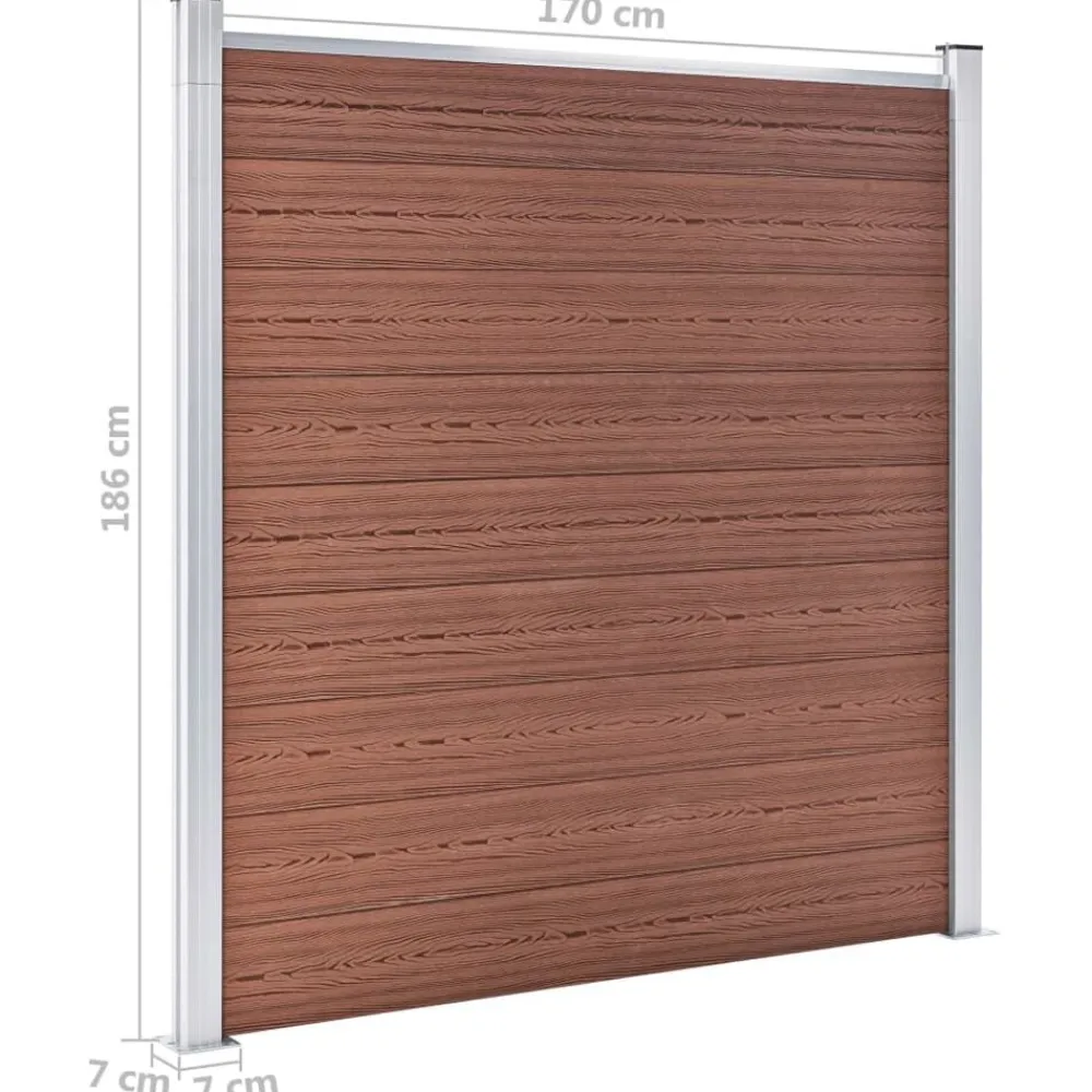 vidaXL Vallas De Jardín-Set de valla 5 cuadradas + 1 oblicua WPC marrón 965x186 cm
